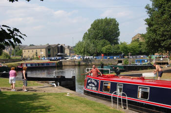 Brighouse Basin on a one way boating holiday via the Huddersfield Narrow Canal