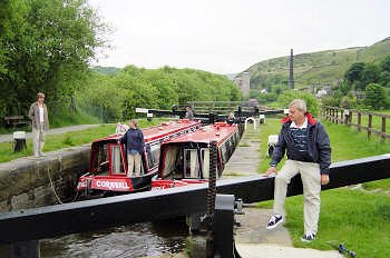 Boating near Todmorden, Rochdale Canal